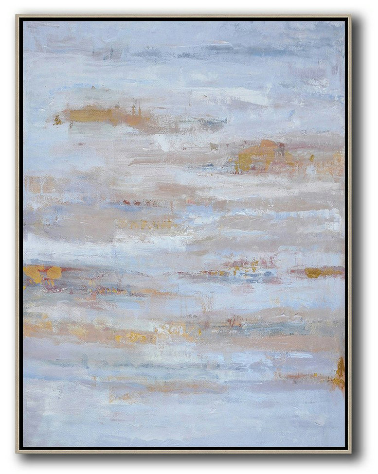 Large Abstract Art,Oversized Abstract Landscape Painting,Hand Made Original Art,Blue,Grey,Gold.etc